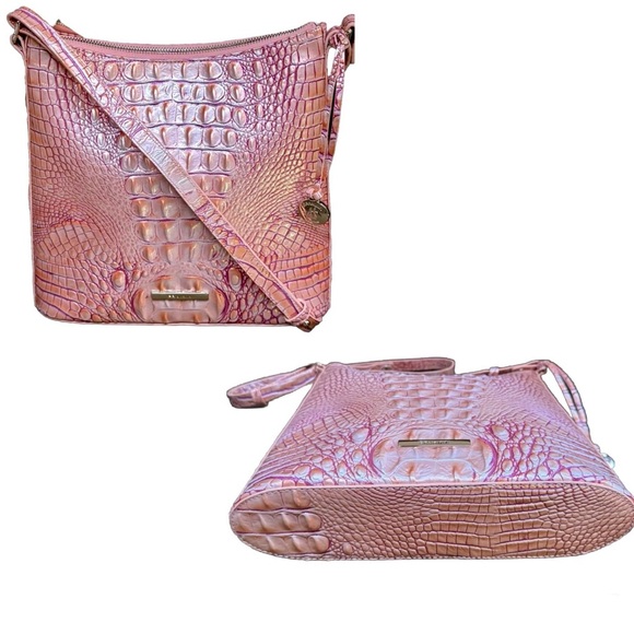 SOLD!! Brahmin Katie Melbourne Leather Crossbody Bag In Apricot Rose w/COA - Picture 4 of 11
